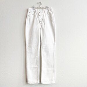 NEW WeWoreWhat Women's Crossover Straight Leg Jeans Button Fly White 25